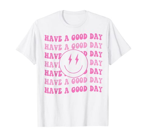 Amazon.com: Have A Good Day Pink Smile Face Preppy Aesthetic Trendy T-Shirt : Clothing, Shoes & Jewelry