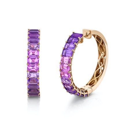 READY TO SHIP AMETHYST OMBRE ETERNITY HOOPS – SHAY JEWELRY