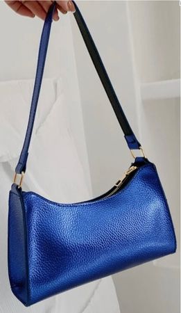 blue metallic purse
