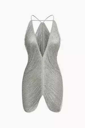 Fringe V-neck Mini Dress – Micas
