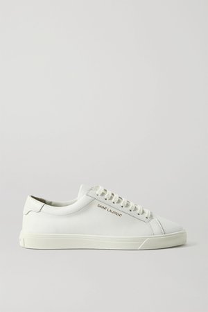 White Andy logo-print leather sneakers | SAINT LAURENT | NET-A-PORTER