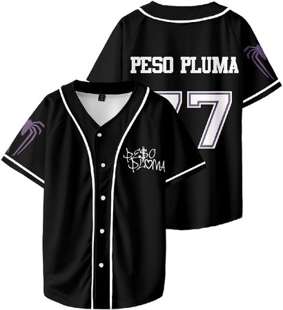 Amazon.com: Peso Pluma Baseball Jersey Shirt World Tour Merch Baseball Uniform Women Men Short Sleeve Top (Black 77,s) : Clothing, Shoes & Jewelry