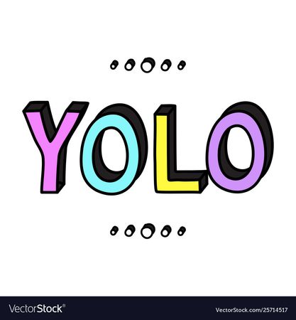 Yolo teenager word colorful isolated doodle Vector Image