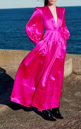 Dale Duchess Silk Satin Balloon Sleeve Ballerina Dress By Alex Perry | Moda Operandi
