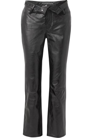 Alexander Wang | Cult Flip fold-over embroidered leather straight-leg pants | NET-A-PORTER.COM