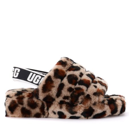 Ugg Fluff Yeah Sandal Slipper Made Of Soft Leopard Leather