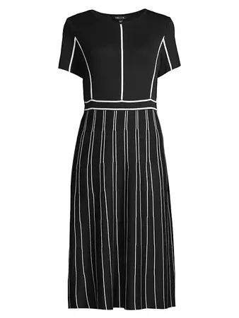 Shop Misook Contrast Striped Midi-Dress | Saks Fifth Avenue