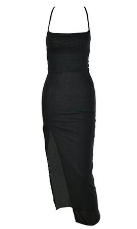 black slit maxi dress strap