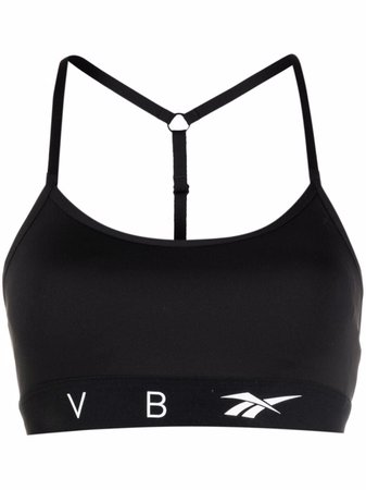 Reebok X Victoria Beckham Black Logo Sports Bra, Size Large H61246