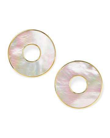 Ippolita 18K Polished Rock Candy Mother-of-Pearl Donut Slice Clip Earrings