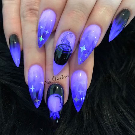 black purple witch nails