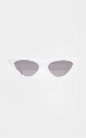 White Retro Cat Eye Sunglasses | Accessories | PrettyLittleThing