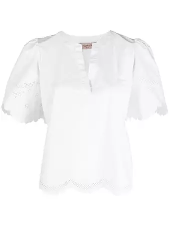 TWINSET broderie-anglaise short-sleeve Blouse - Farfetch