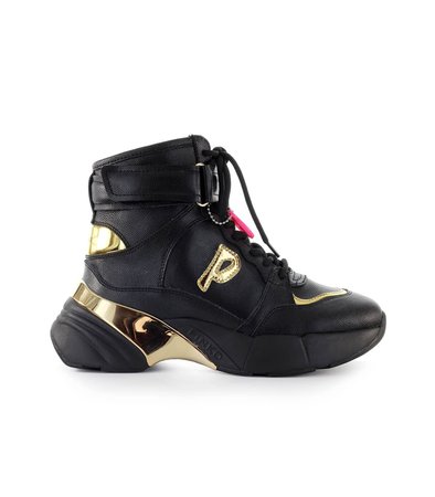 Pinko Lugano 1 Black Gold Leather High Sneaker