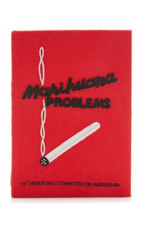 Red Marihuana Mini Embroidered Canvas Book Clutch by Olympia Le-Tan | Moda Operandi
