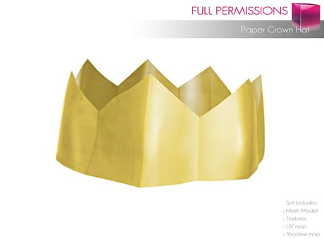 Second Life Marketplace - Full Perm Mesh Paper Crown Hat