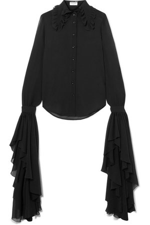 Saint Laurent | Ruffled silk-chiffon blouse | NET-A-PORTER.COM
