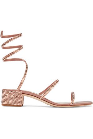 René Caovilla | Cleo crystal-embellished satin sandals | NET-A-PORTER.COM