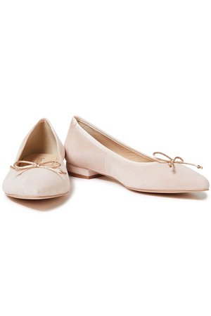Pastel pink Penelope bow-embellished suede point-toe flats | Sale up to 70% off | THE OUTNET | FRENCH SOLE | THE OUTNET