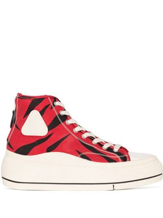Shop R13 Kurt zebra print high-top sneakers with Express Delivery - FARFETCH