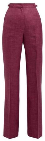 Vesta High Rise Wool And Silk Blend Trousers - Womens - Dark Pink