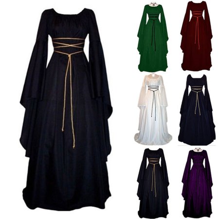 Retro Women's Renaissance Medieval Witch Dress Costume Party Cosplay Fancy Dress | eBay