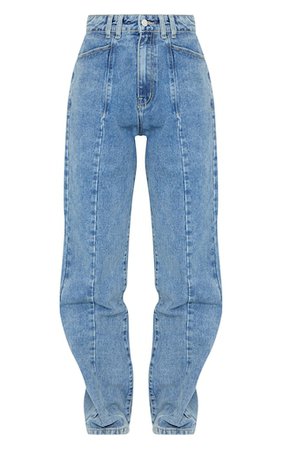 Vintage Wash Seam Front Wide Leg Jean | Denim | PrettyLittleThing USA