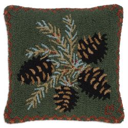 Hooked Wool Pine Cone Pillows