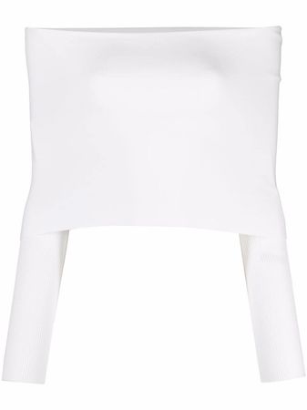 Shop AMBUSH off-shoulder ribbed top with Express Delivery - FARFETCH