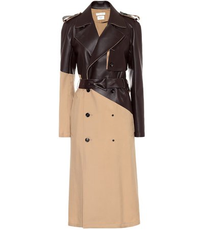 Bottega Veneta - Leather and wool-gabardine trench coat | Mytheresa