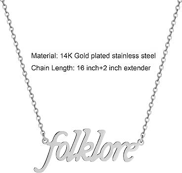 Amazon.com: HSWYFCJY Silver Folklore Necklace for Women,Taylor Outfit Jewelry Swiftie Accessories for Eras Tour,TS Inspired Necklace for Music Lover,Singer Fans Gifts Album Song Title Necklace : Clothing, Shoes & Jewelry