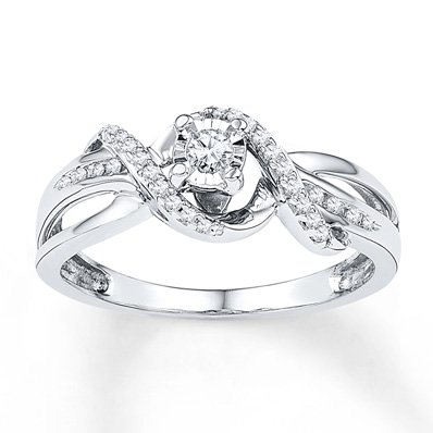Promise Ring 1/6 ct tw Diamonds 10k White Gold - 2376100099 - Kay