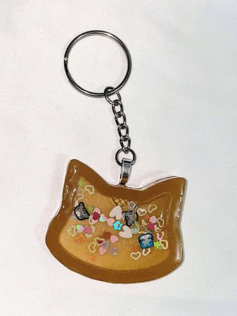 Cat Shaker Keychain Light Brown Cat Head Glitter Shaker | Etsy