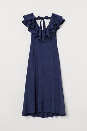 Vestido comprido decote em V - Azul escuro - SENHORA | H&M PT