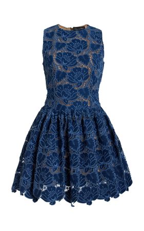 Denim Lace Mini Dress By Oscar De La Renta | Moda Operandi