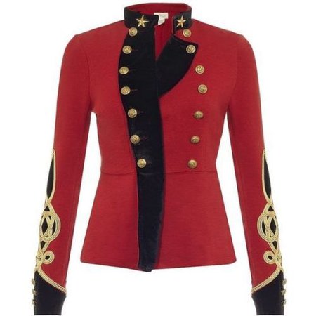 Ralph-Lauren-Denim-Supply-Women-Military-Army-Officer-Band-Jacket-Gold-Star-Red