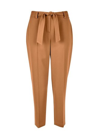 Petite Camel Tie Waist Trousers | Dorothy Perkins