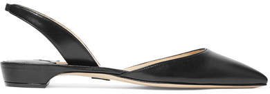 Rhea Leather Point-toe Flats - Black