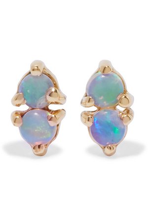 Wwake | Two Step 14-karat gold opal earrings | NET-A-PORTER.COM