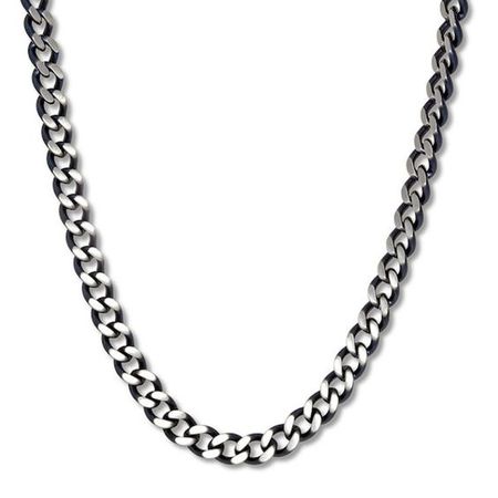 Kay Men's Curb Chain Necklace Stainless Steel/Gray Ion-Plating 30"