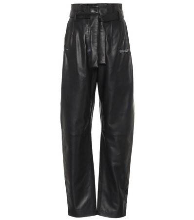 OFF-WHITE High-rise straight leather pants