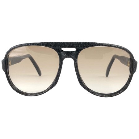 New Vintage Maxim's de Paris Real Leather Lizard Frame 1980's Glasses For Sale at 1stDibs