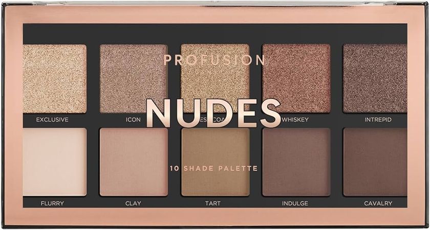 Amazon.com : Profusion Cosmetics 10 Shade Eyeshadow Palette - High Pigmented Multi-Finish Colors, Vegan & Cruelty-Free, Create Stunning Looks On-the-Go - Travel-Friendly & Versatile Makeup, Nudes : Beauty & Personal Care