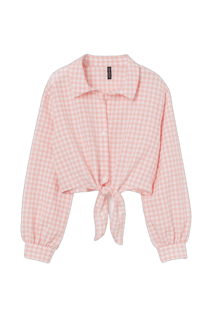 Tie-hem Cotton Shirt powder pink
