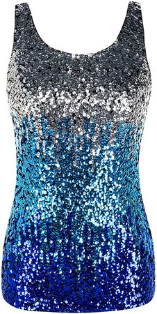 PrettyGuide Women's Shimmer Glam Sequin Embellished Sparkle Tank Top Vest Tops at Amazon Women’s Clothing store