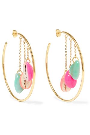 Aurélie Bidermann | Gold-plated, shell and enamel hoop earrings | NET-A-PORTER.COM