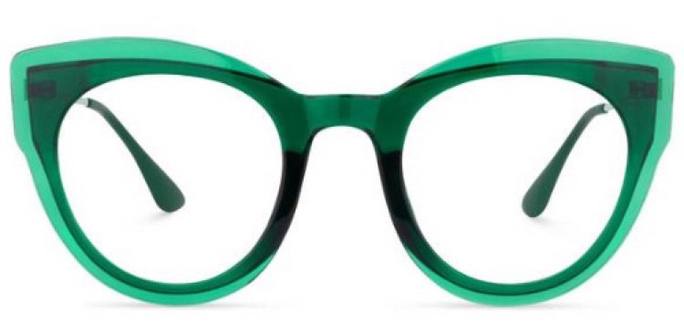 green cat eye glasses