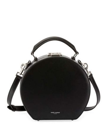 Saint Laurent Mica Leather Top-Handle Hat Box Bag w/ Crossbody Strap | Neiman Marcus