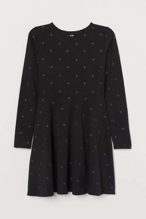 Cotton Dress with Glitter - Black
