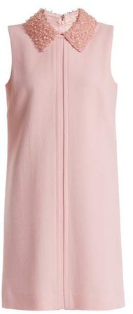 Fame Bead Embellished Wool Crepe Dress - Womens - Pink